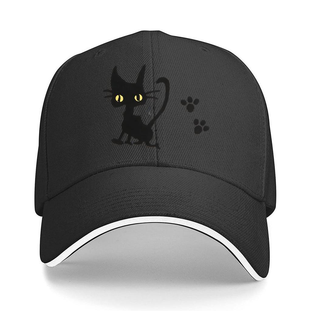 Multicolor Options Available for The Featuring a Black Cat Comfortable And Breathable This Solid C Sandwich Baseball Cap