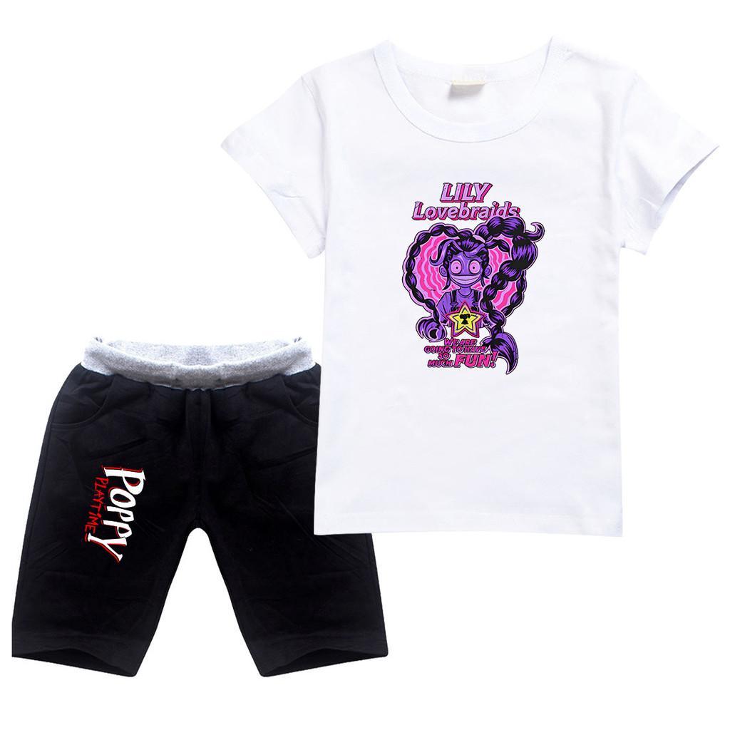 4141  Kids Girls Lily Lovebraids Printed Top Shorts Sport Tracksuit Set 100cm белый