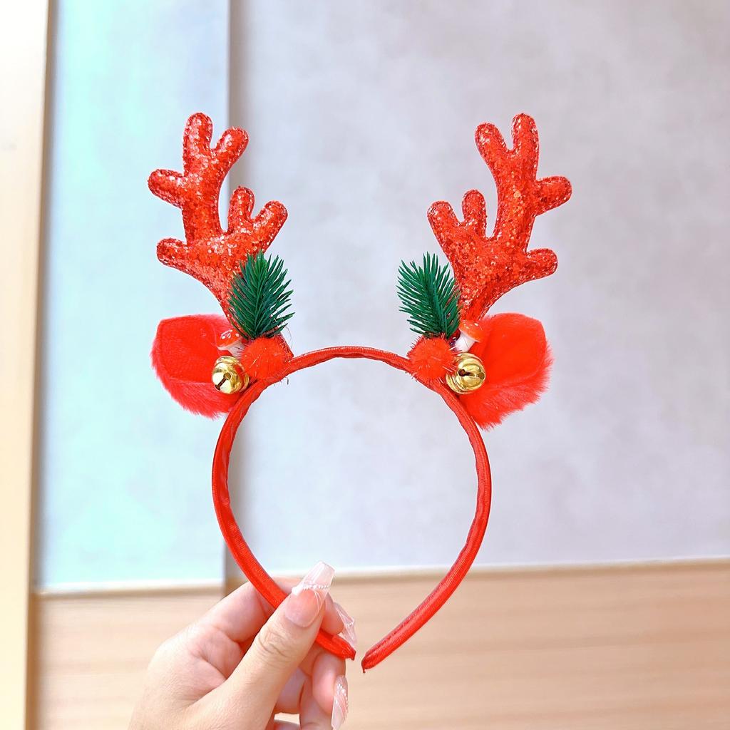 1pc Women Cute Deer Antler Headband, Polyester Christmas Party Hair Accessories Hair Hoop ,Christmas Decorations Home Holiday Essential