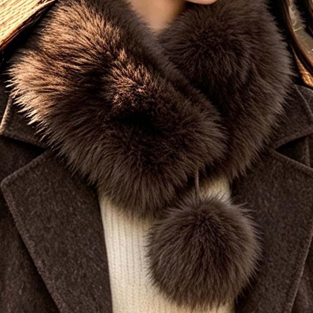Thick Magnetic Fur Scarf Windproof Fluffy Collar Wrap Winter Pom Scarf Shopping Outfits