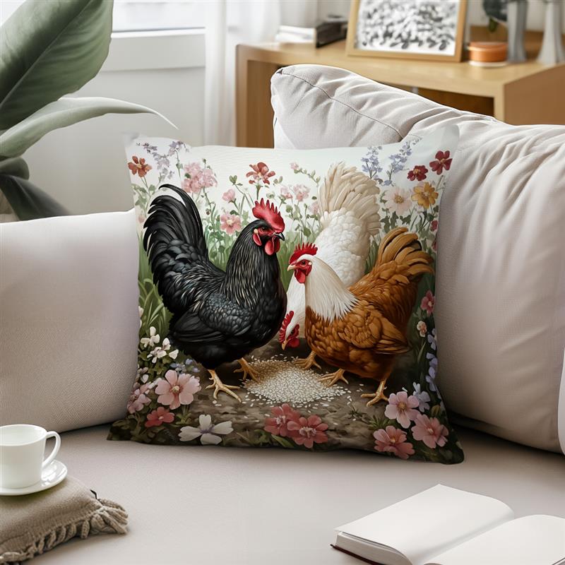 1 Stück Hahn Kissenbezug Für Zuhause Wohnzimmer Schlafzimmer Sofa Büro Dekorative Kissenhülle Weiche Kuschelkissen 45X45cm