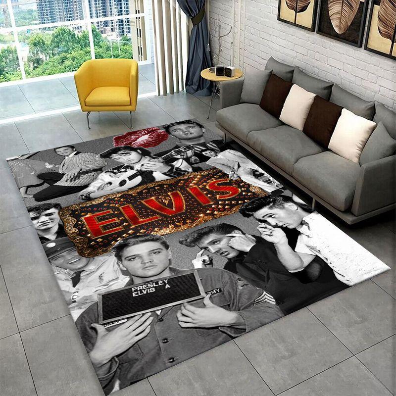 Tappeto Antiscivolo Retro The King E-Elvis Presley per Soggiorno, Camera da Letto, Sala Giochi, Tappeto Morbido Pavimento Tappeto Decorazione Casa Stanza