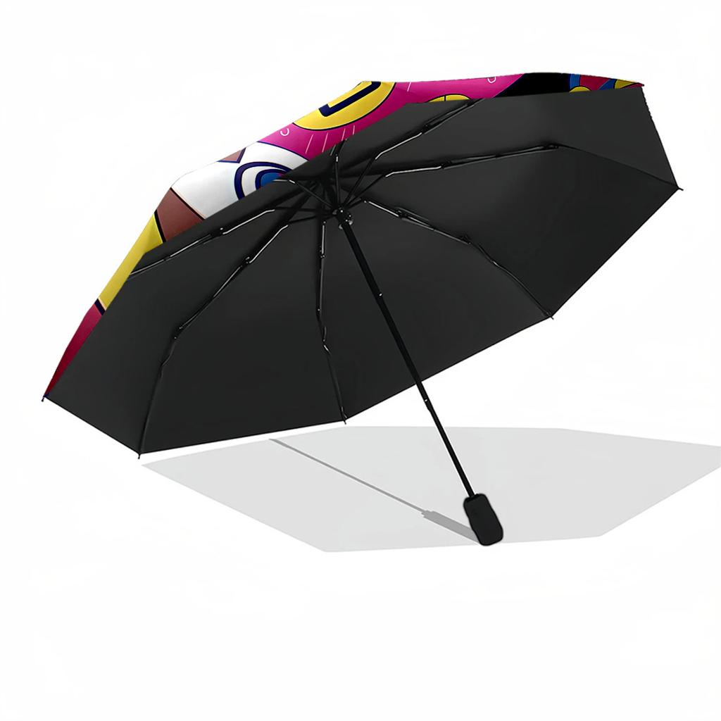 Pomni Cartoon Characters Compact Travel Automatic Umbrella with 8-Rib Durable All-Season Umbrella for Travel Fashion Lovers Wedding Party Gift