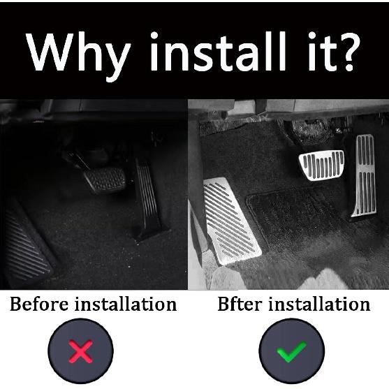 3Pcs Aluminum Alloy Pedal Cover for Toyota Camry 2018     No Drilling Aluminum Brake and Accelerator Pedal Covers,Silver