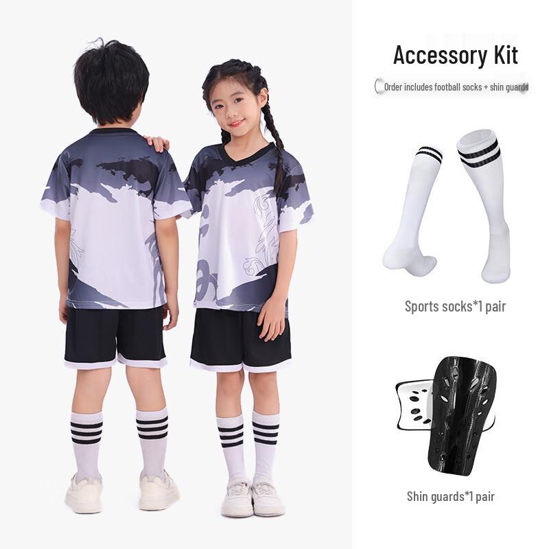 Kids' Short Sleeve Soccer Jersey Set with Socks & Shin Guards
