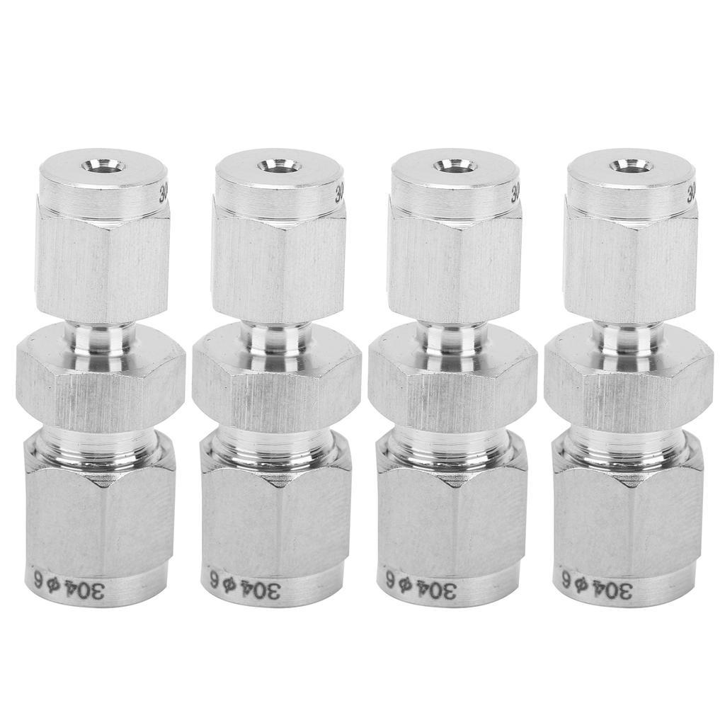 4Pcs Compression Tube Adapter 304 Stainless Steel DoubleFerrule Straight Reducer Union