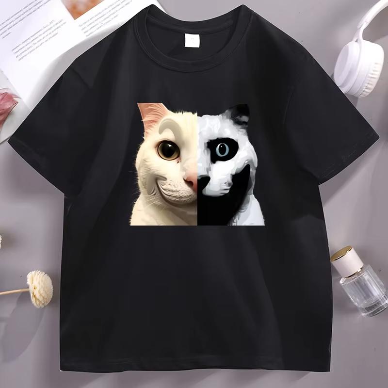 Funny Cat Meme Graphic T Shirts Men Women Casual Cotton Short Sleeve Round Neck Printed Tshirt Street Clothing Summer Tees