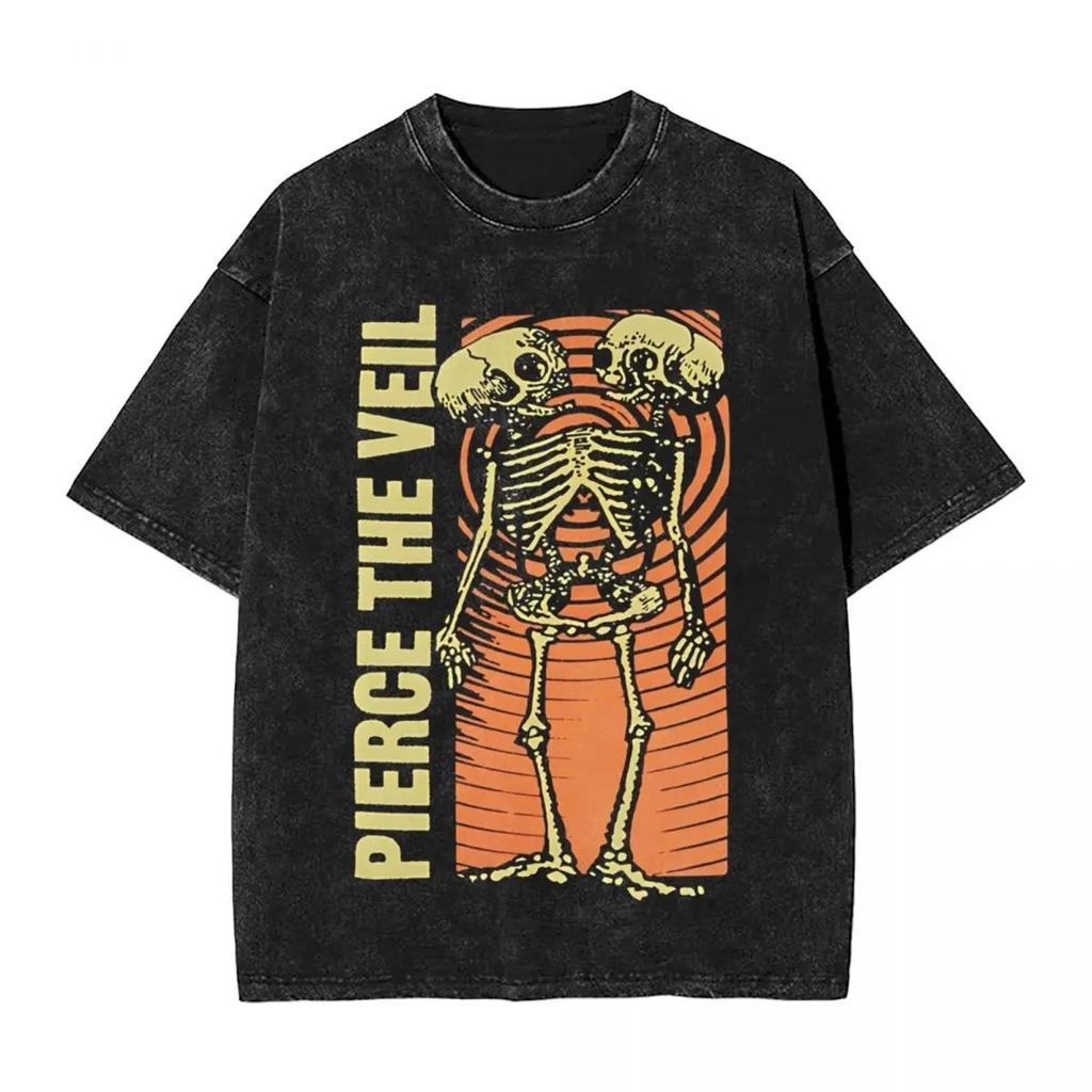 Pierce The Veil classic album poster print Tshirt Unisex Women Vintage Washed cotton gohtic YK style oversized top summer new tee