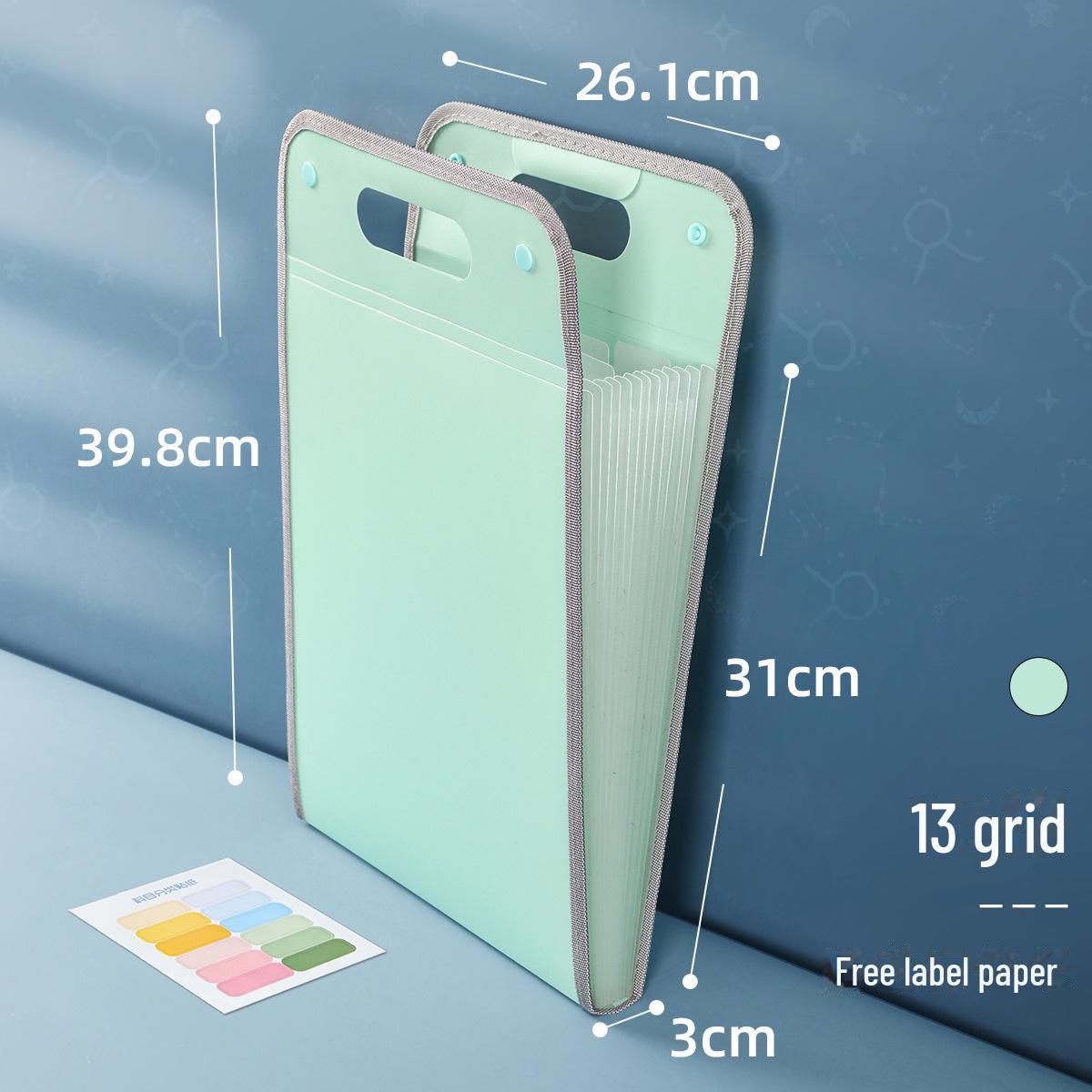 Портативная папка-аккордеон формата А4 13-слойный большой вместительный файловый органайзер для студентов 13 layersthick model Size 3982613cm светло-зеленый 870₽