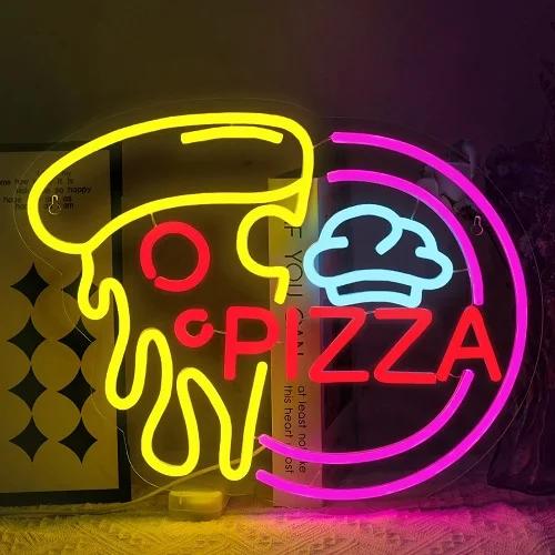 LED Pizza Shaped Neon Sign Wall Decor Pizzaria Kitchen Restaurant Party Bar Bedroom Decorative Neon Light Wall Decor Gift