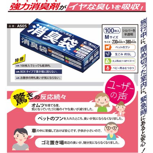 Household Japan Trash Bags, Trash Can Accessory AS05, Gray, Semi-Transparent, 100 Bags, 23 x 38cm