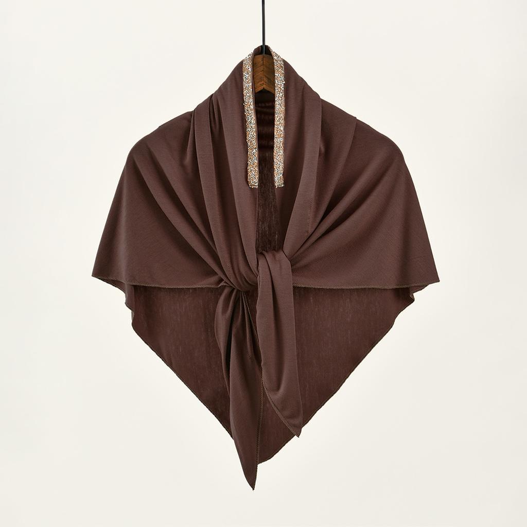 Diamond Modal Jersey Hijab Triangle Scarf Woman Muslim Hijab Shawls Ladies Soft Wraps Solid Color Islamic Headband Turban