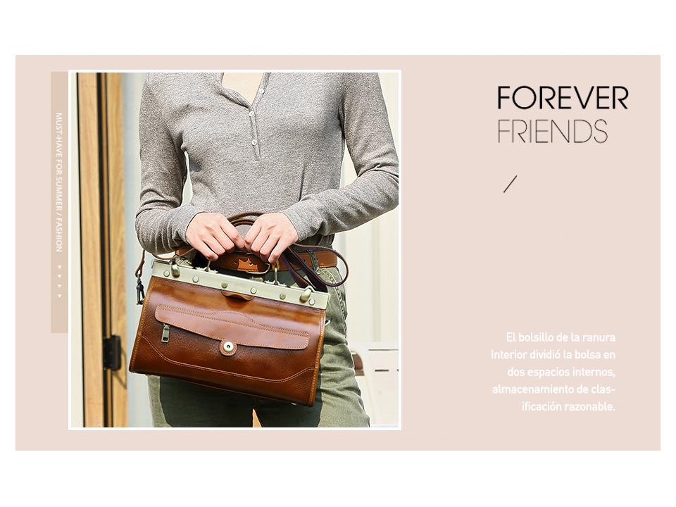 Borsa a mano da donna in pelle pieno fiore con chiusura a scatto metallica - Borsa convertibile a spalla singola/a tracolla per pelli grasse