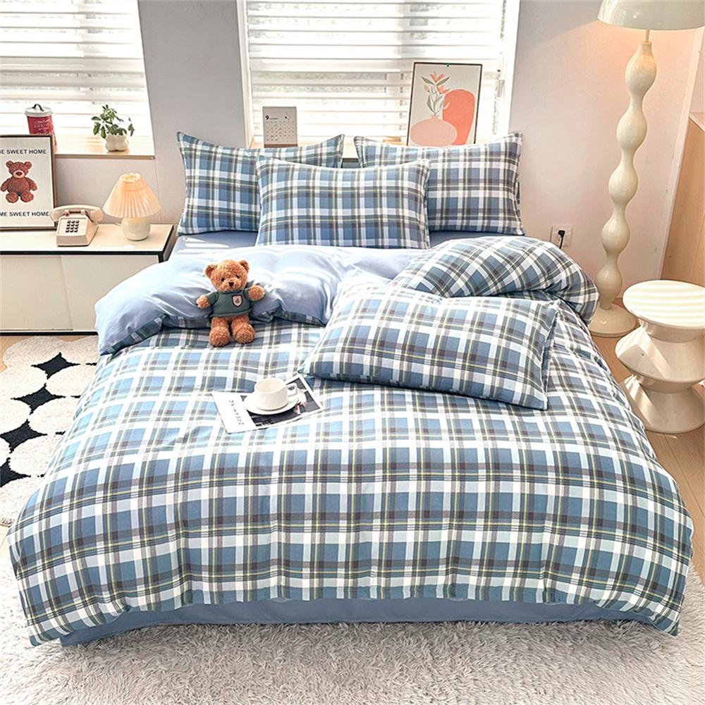 Japanese Checkered Style Duvet Cover Double Side Bed Cover Home Comforter Cover with Pillowcase 75*50 For Boys' and Men'sBedroom