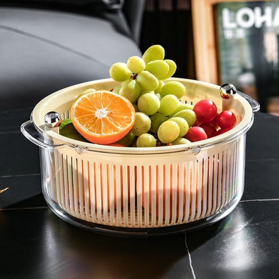 Yousheng Vegetable Fruit Washer Multi-Functional Drain Basket Fruit Tray Versatile Rotating Food Prep Tool Kitchen Accessory