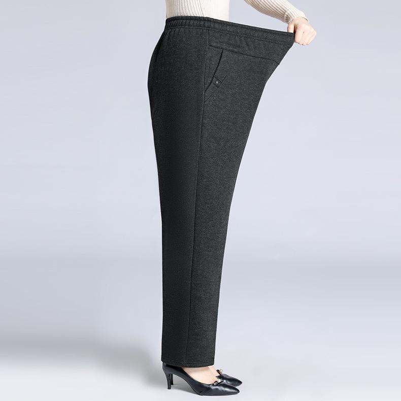 Mom's New Style Plus Size Spring & Autumn Loose Pants for Middle-aged & Elderly Women - Thick Velvet for Fall & Winter