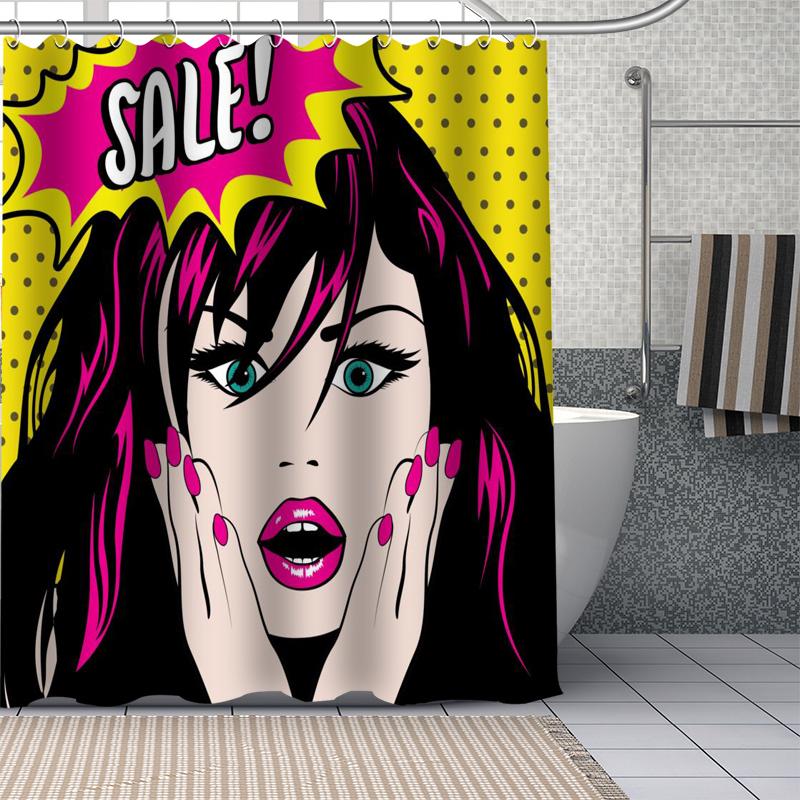 Comic-pop Art City Explosion Humor Expressions Shower Curtains Bathroom Curtain Fabric Washable Polyester for Bathtub Decor Set