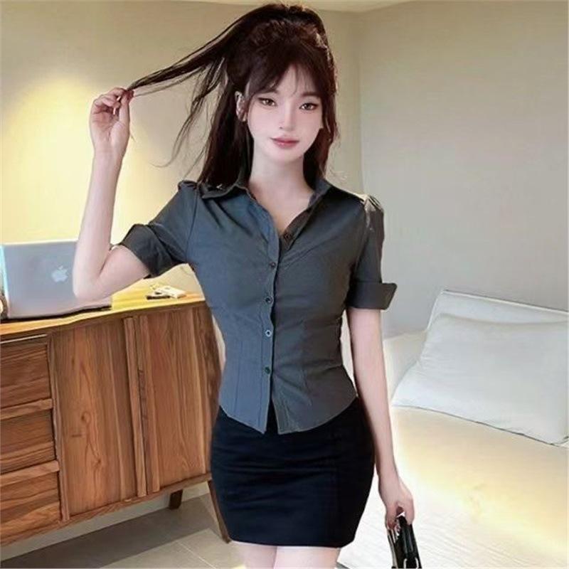 Summer Slim-fit Pleated Skirt and Waist-cinching Shirt Set