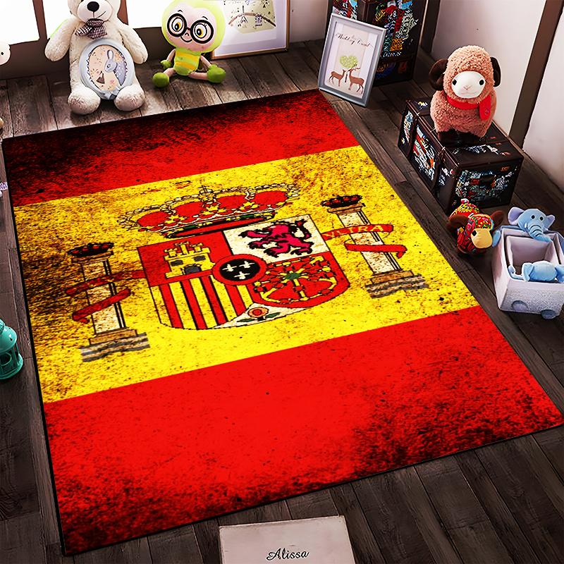 Luxuriöser Teppich mit spanischem Wappen-Design in Rot & Gelb Geeignet zur Verwendung als Anti-Rutsch für Wohnzimmer Schlafzimmer Sofas