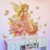 Tj13578 Hand-Painted Flower Fairy Bronzing On Flowers Wall Sticker Decoration Children'S Room Bedroom Background Self-Adhesive