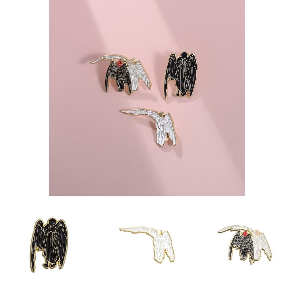 Unique Movie Inspired Angel And Demon Brooch Pin Stylish Alloy Cartoon Accessory