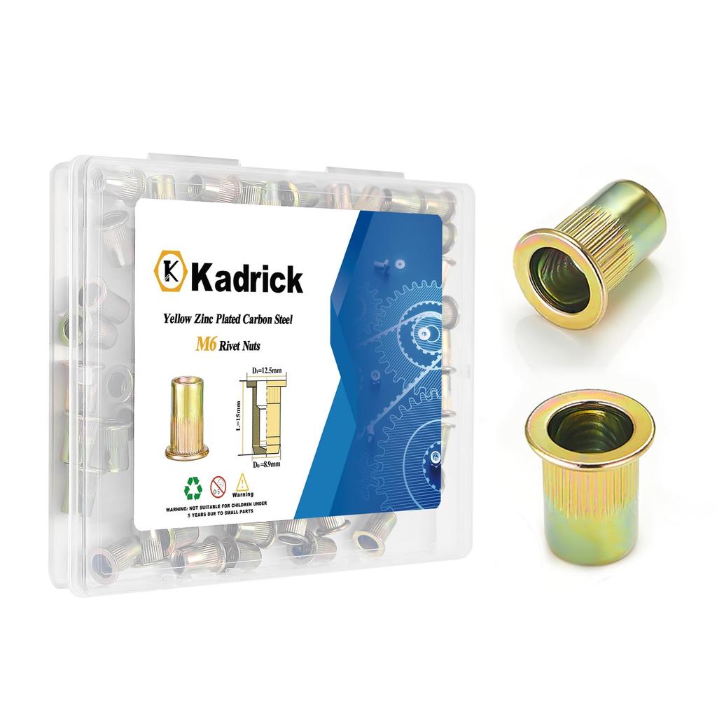 200Pcs 1/4"-20 UNC , Plated Carbon Steel Threaded Insert Ert Riv Kit