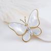 Gold-Plated Natural Shell Butterfly Brooch with Zirconia Flower - Elegant Women's Accessory