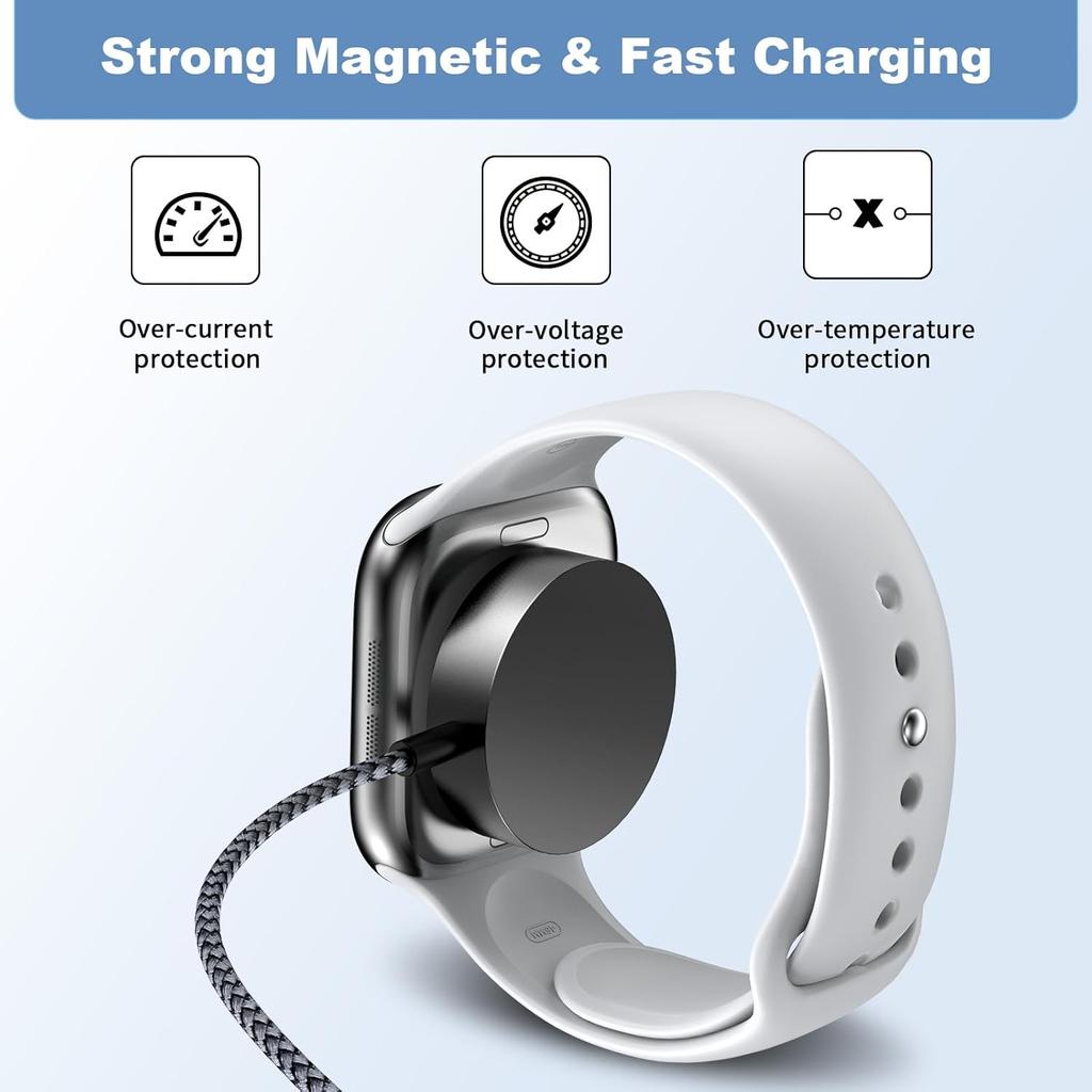 3 in 2 Multi Charging Cable for Apple Watch USB C Charger for iPhone & iWatch Type C/A Fast Charging Cord Compatible with Apple Watch Ultra/Series