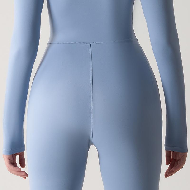 European-American Long Sleeve Nude Yoga Jumpsuit for High-Intensity Fitness, Style 8306