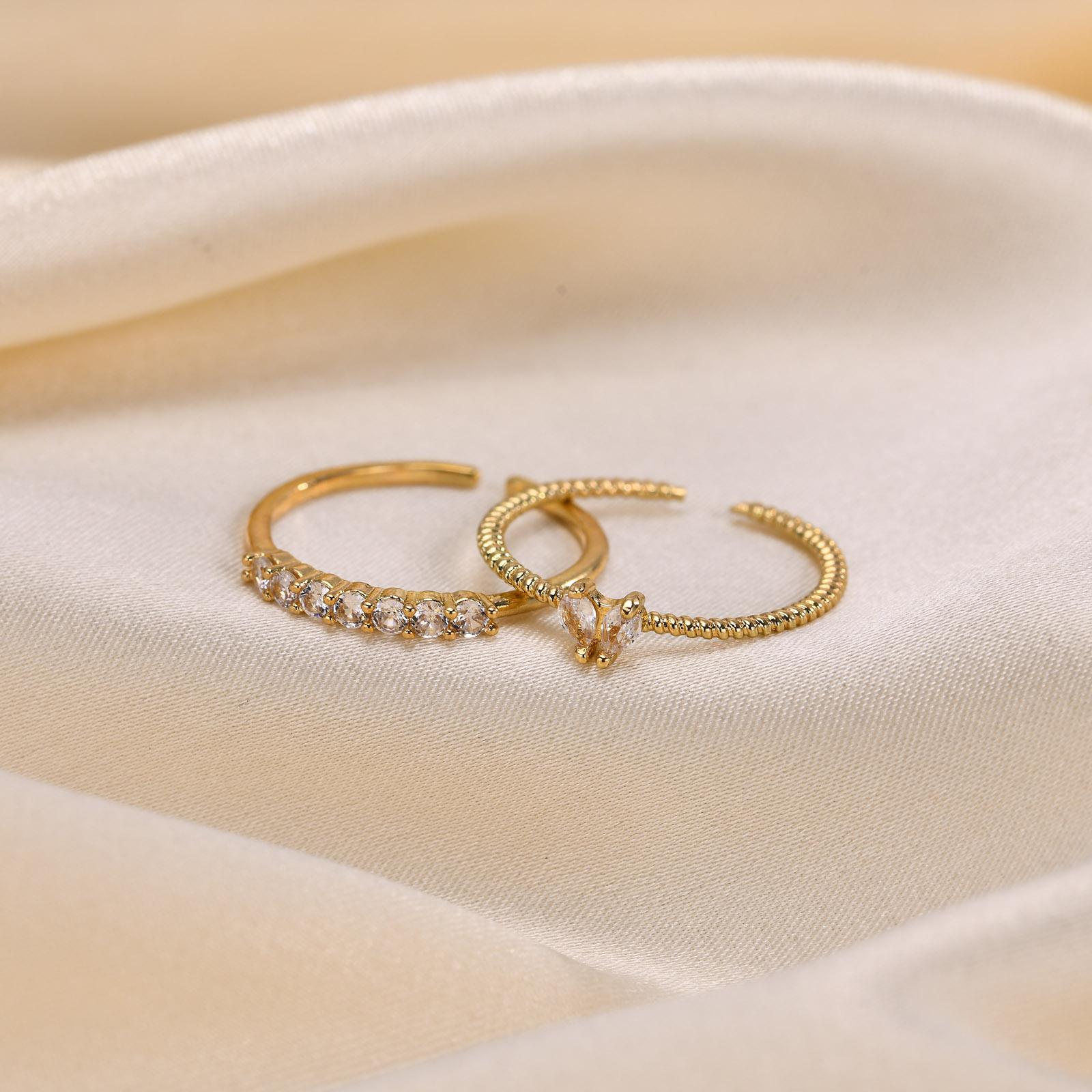 

Sparkling Zircon Gold Plated Adjustable Ring for Women Heart Star Cherry Butterfly Open Ring for Wedding Party Fashion Jewelry