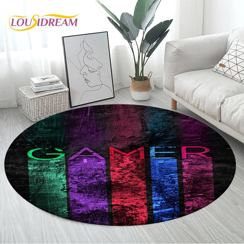 3D Cartoon Gamer Game Controller Area Rug Large,Round Carpet Rug for Living Room Bedroom Sofa Decor,Kid Play Non-slip Floor Mat