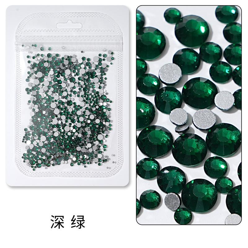 1440 buc, Un pachet întreg de manichiuri colorate, Diamante cu fund plat, Burghie din sticlă de cristal nu pot cădea de pe fund, Bijuterii cu diamante rotunde cu dimensiuni mixte.