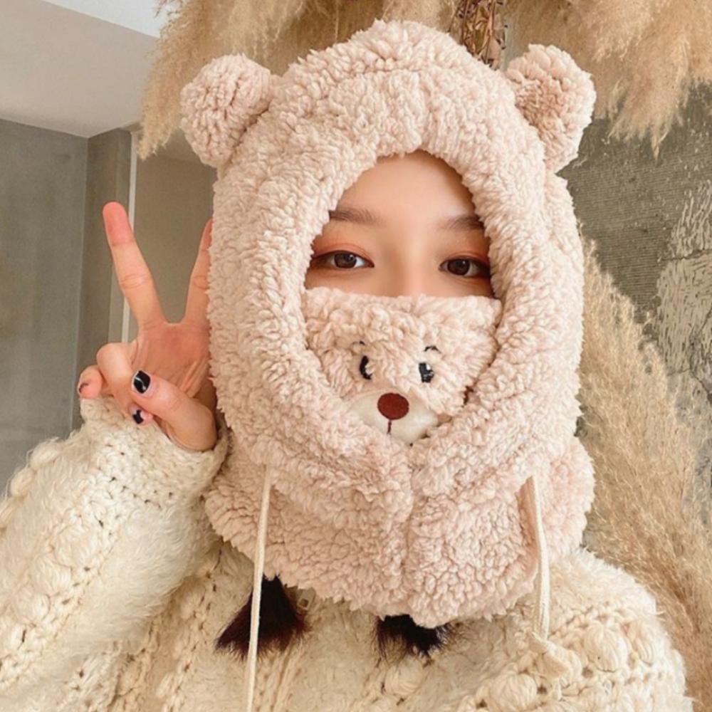 

Plush Bomber Hat Soft Fluffy Bear Ears Hat Cute Plush Hat High-Quality For Outdoor Stroll Winter Gift