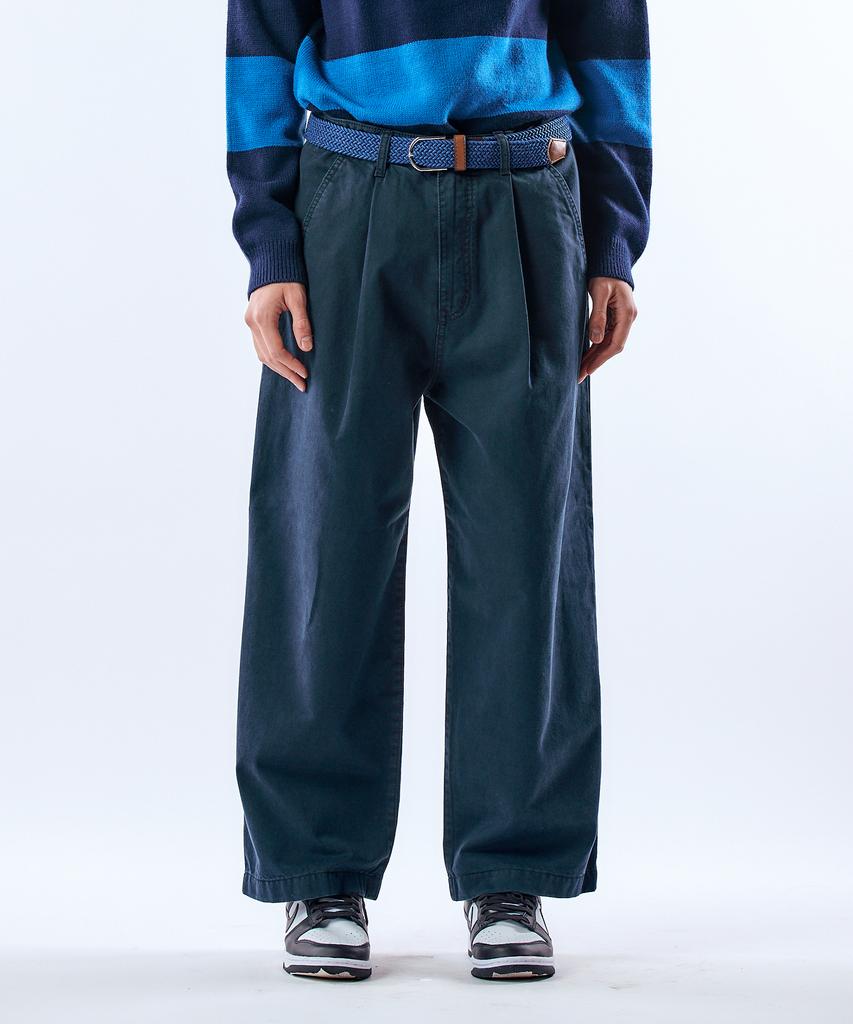 Pillogeulaem Real Chino Washed Wide Crop Pants_Navy