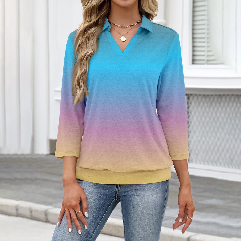 Women's Fashionable Casual Gradient Printed Top