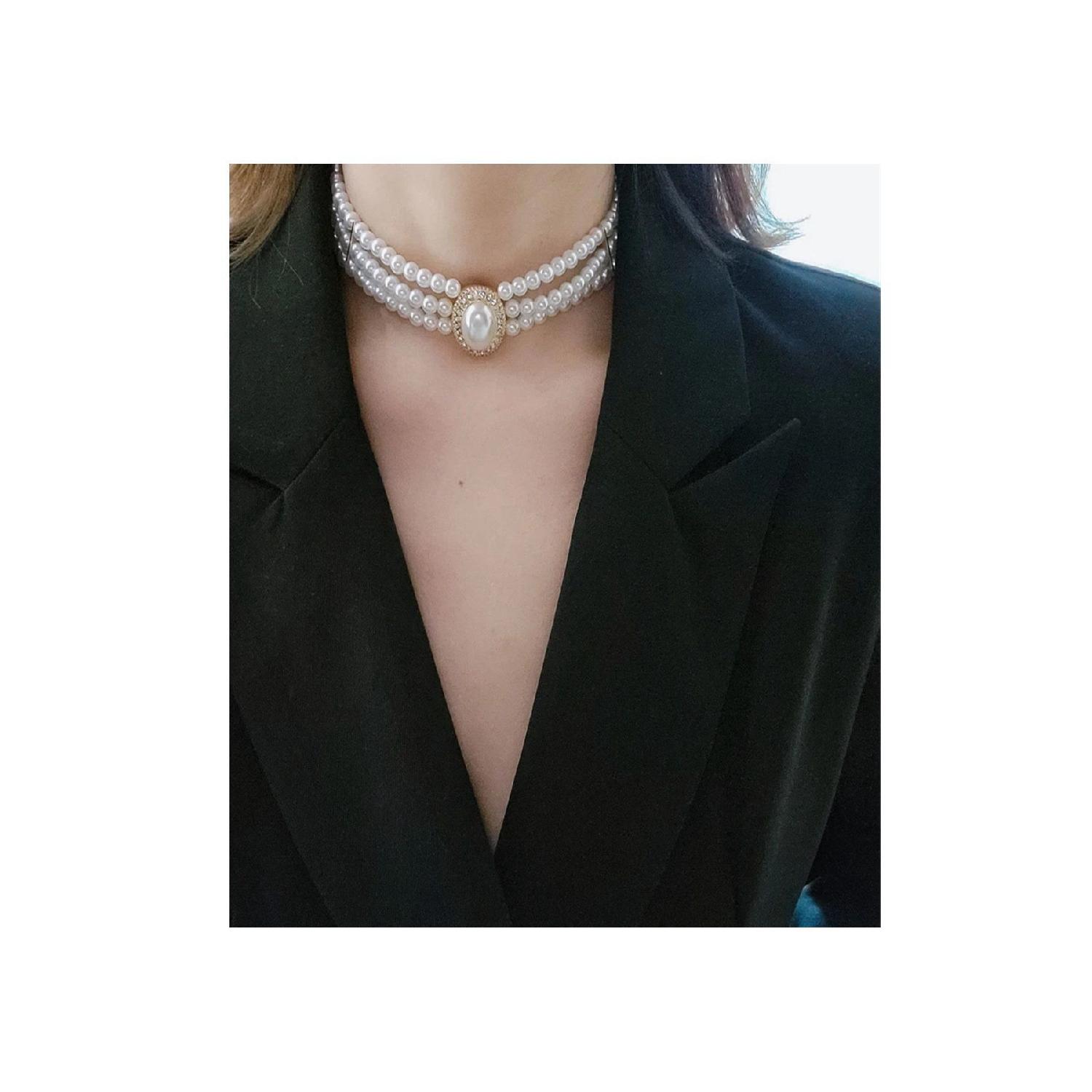 

Vintage Choker Pearl Gold Necklace золотий