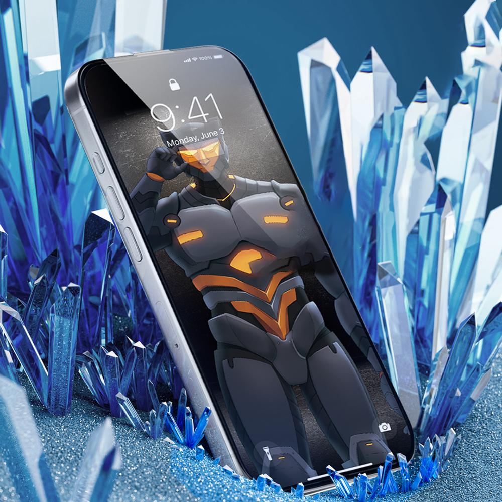 URR For iPhone 16 Pro Max Screen Protector Silk Printing Tempered Glass Clear Film Support Face ID