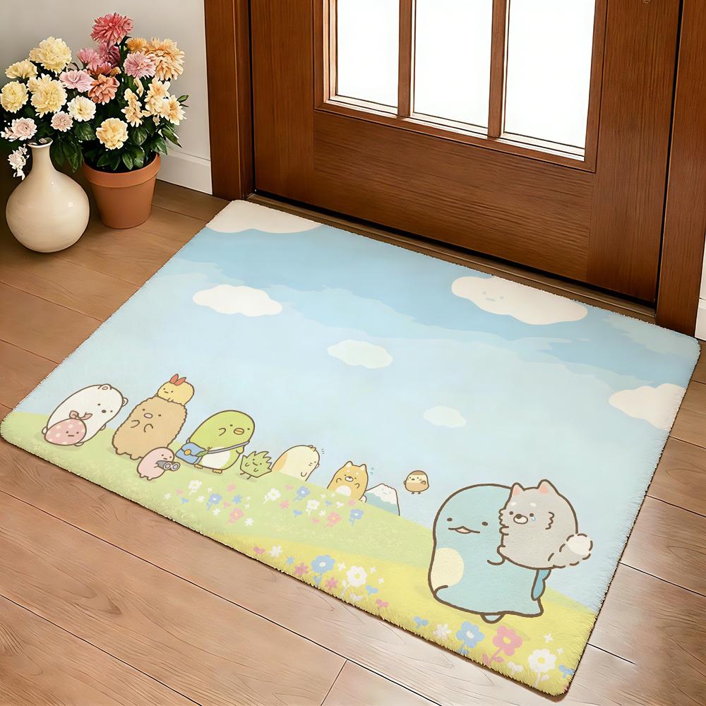 Kwaii Anime S-Sumikko Gurashi Floor Mat Cozy Flannel Soft Thick Non-Slip Mat For Living Room Bedroom Kitchen Decor Rugs