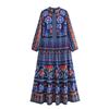 Fashion Style 2024 Spring/Summer New Arrival Women's Fashion All-Match Positioning Print Long Sleeves Vacation Style Mid Length Long Length Dress