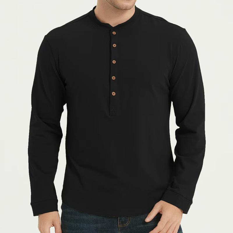 

Мужская футболка с длинным рукавом Henry Menswear однотонная футболка топ дышащая удобная толстовка S чёрный