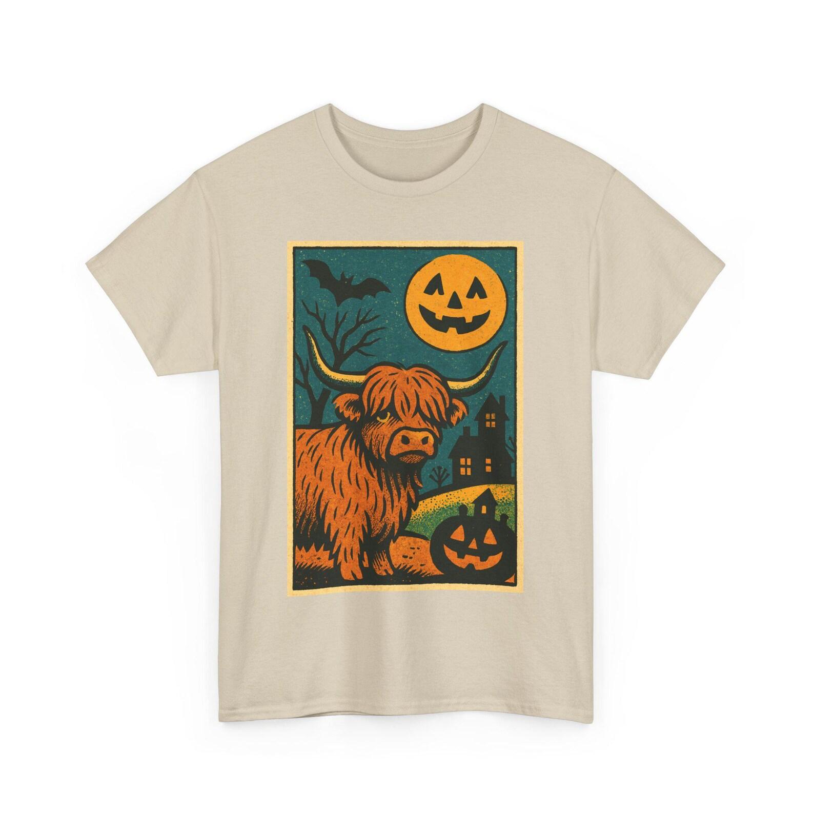 Spooky Highland Cow Halloween T-Shirt: Unisex Farm Animal Tee S