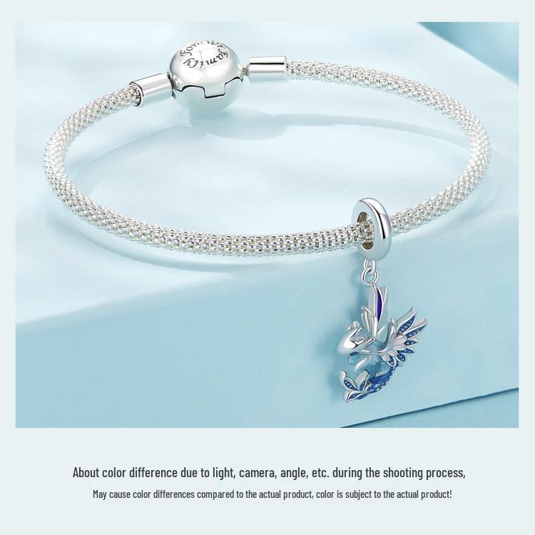 S925 Silver Dragon Pendant Beads: Original Blue Ziyun DIY Bracelet Accessory