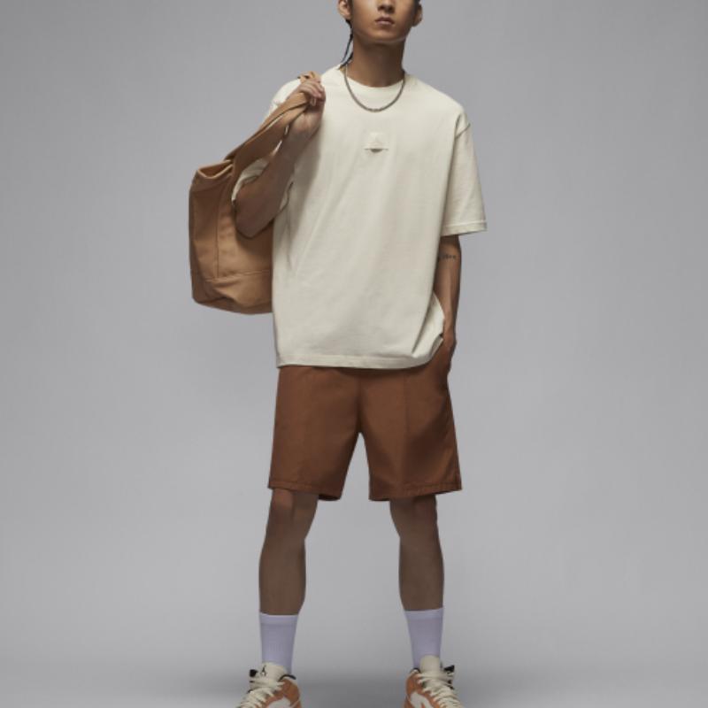 Jordan Crew Neck Pullover Short Sleeve T-Shirt Men Tops Beige FZ1913133