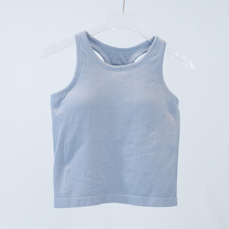 Women's High Elastic Knitted Ribbed Yoga Tank Top with Built-in Chest Pads, Waist Cinching, and Comfortable Summer Fit