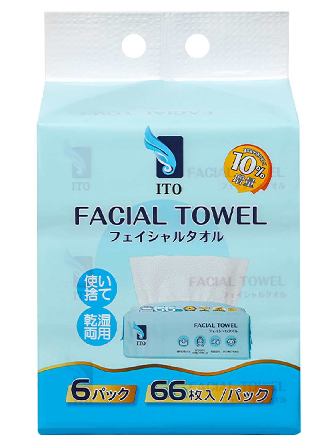 

Facial Towels Gentle on ITO Original Sharkskin Embossed Disposable Cleansing Face Washing Towels pack towels x 6 COSTCO ExclusiveITO - OEKO-TEX білий