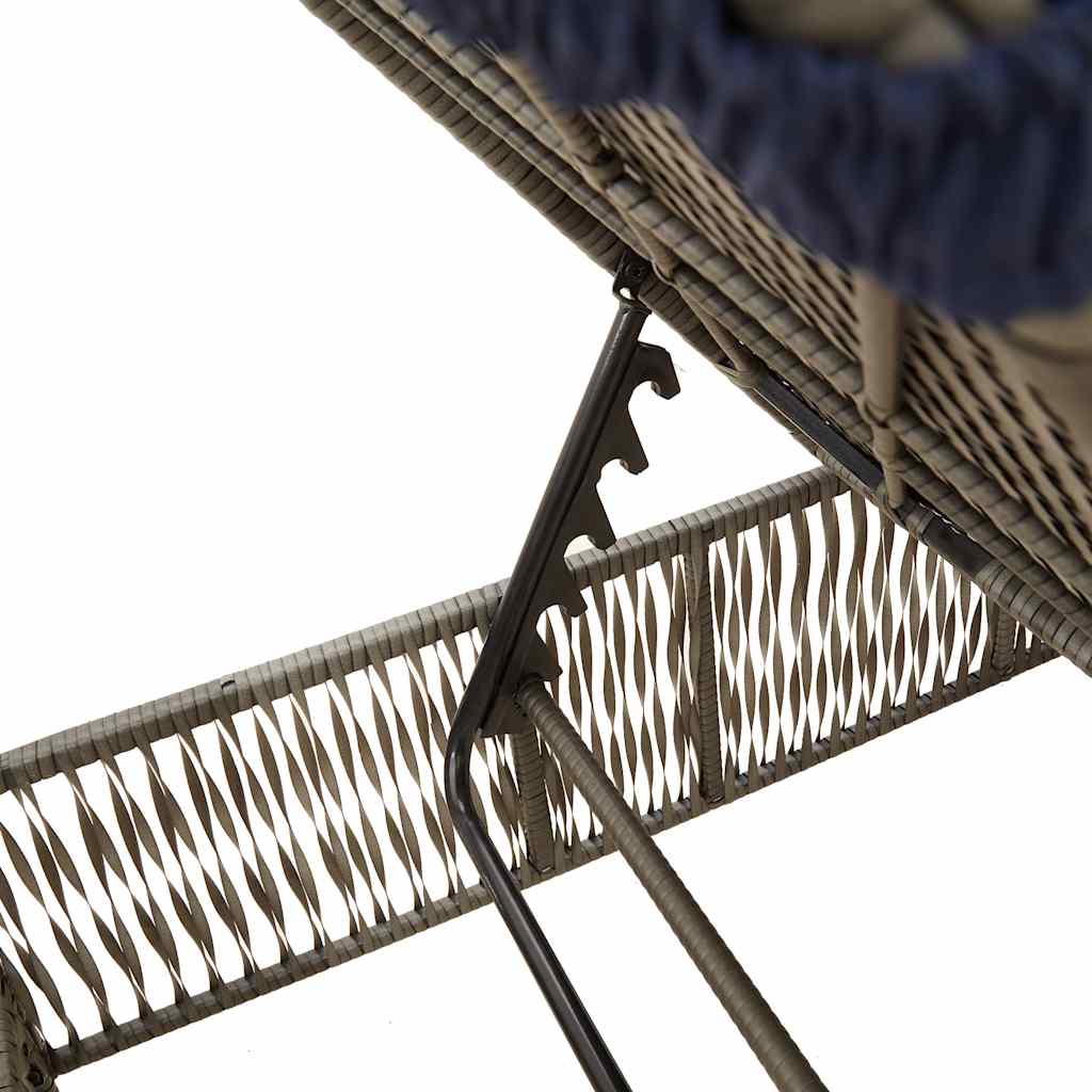 Sun Lounger with Cushion Gray Poly Rattan