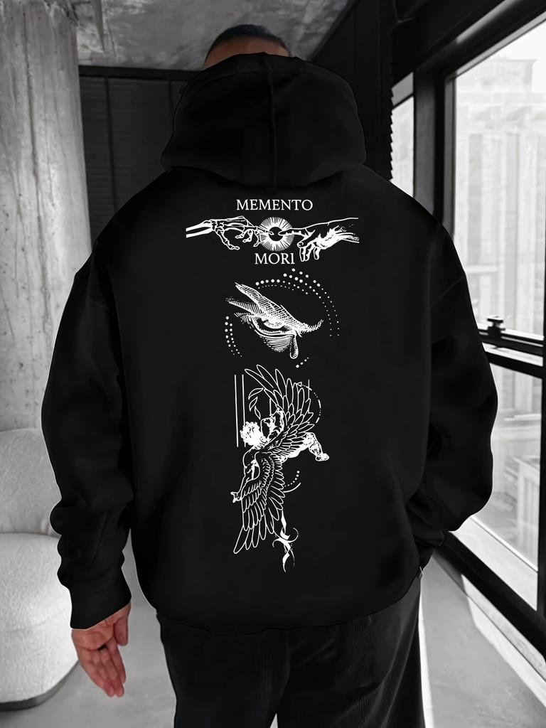 Dark Sketch Portrait Printed Hooded Sweater MEMENTO MORI Latin High Street Shoulder Men and Women