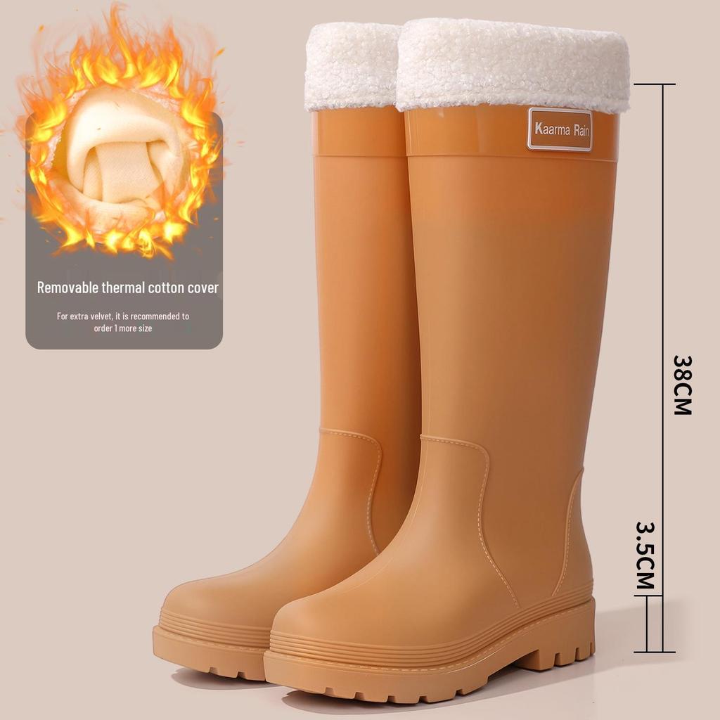 Japanese Style Pink Women's Tall Waterproof Rain Boots - Slimming, Non-Slip, Height-Increasing, with Drawstring Closure.