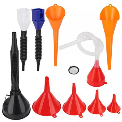 10 Stuks Automotive Trechters Set, Plastic Lange Hals Olietrechters, Kliktrechter, Rechthoekige Trechters, Breedmond Brandstoftrechters