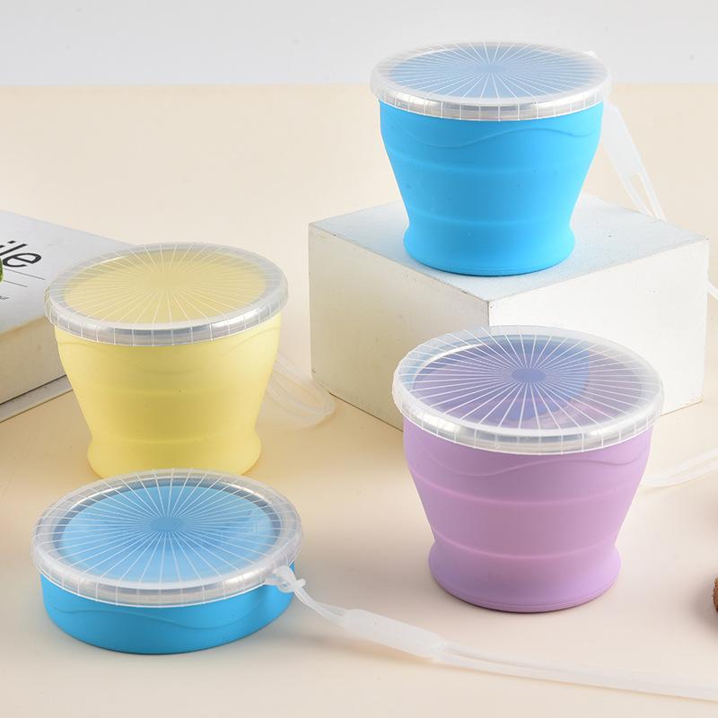 New Portable Silicone Folding Water Cup Outdoor Heat Resistant Telescopic Collapsible Foldable Mug With Lid For Travel Camping